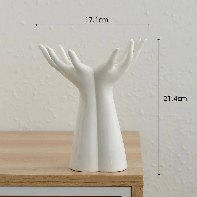 Ceramic hand arm palm sculpture flower vase porcelain art décor