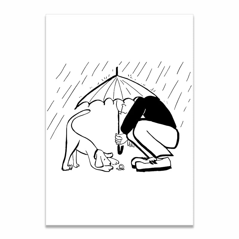 Korean Minimalist Anime Couple Canvas Wall Art