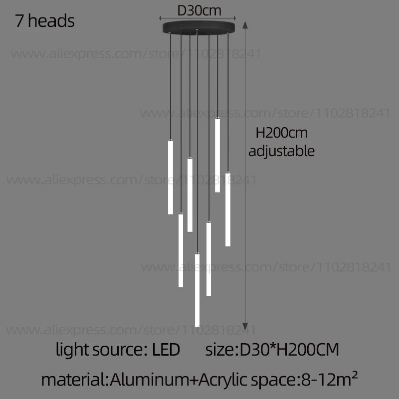 Twenty head strip chandelier, 19.7 in across, with a 157.5 in drop