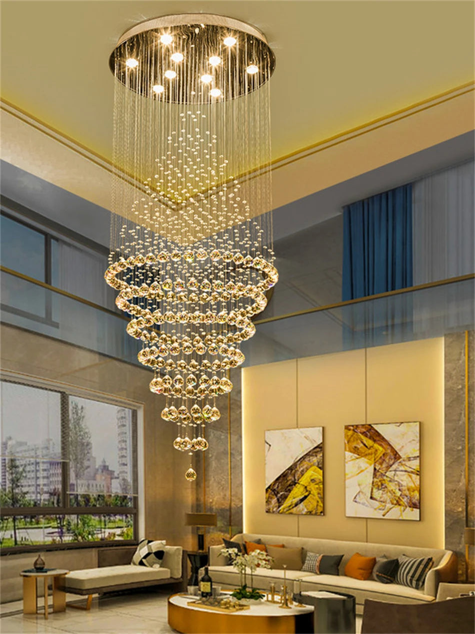 Crystal chandelier, 47.2 in across and 126.0 in long, for a lobby