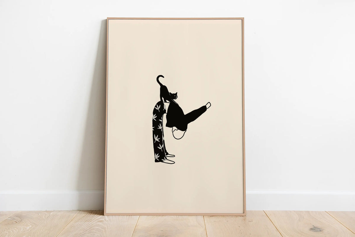 Sleepy Kitten Minimalist Canvas Wall Art Print