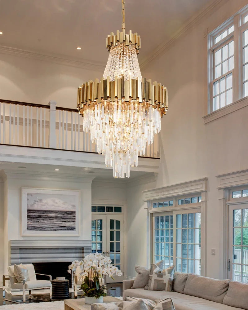 K9 crystal chandelier at 59.1 in diameter on a chain pendant
