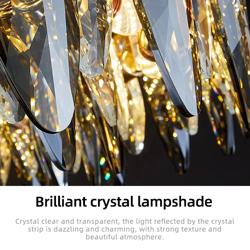 Plated crystal chandelier, 19.7 inch round, for a corridor or kitchen