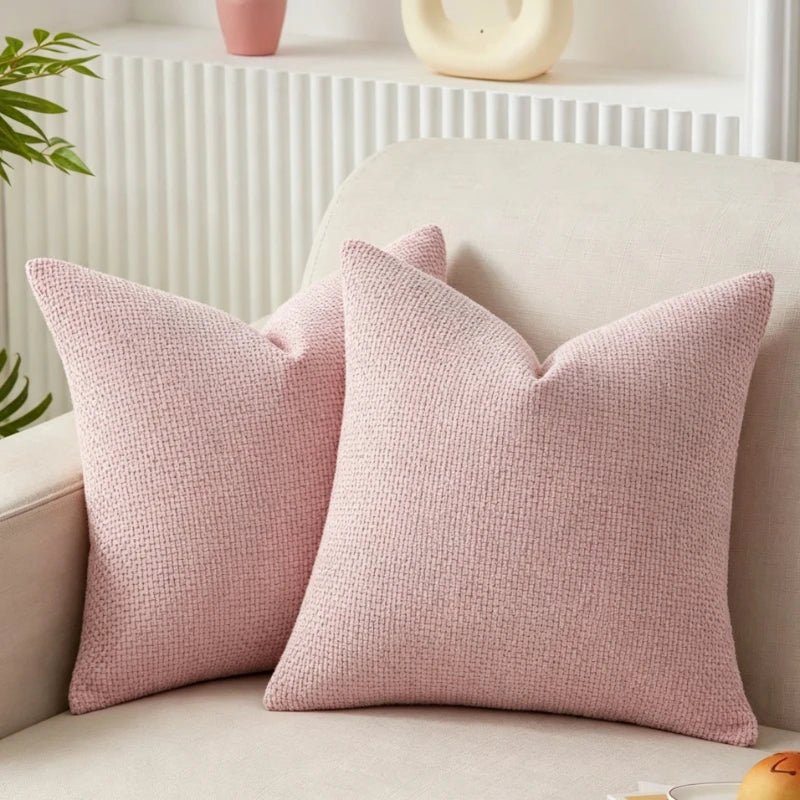Cross-Stitch Chenille Pillow Cover — styling detail
