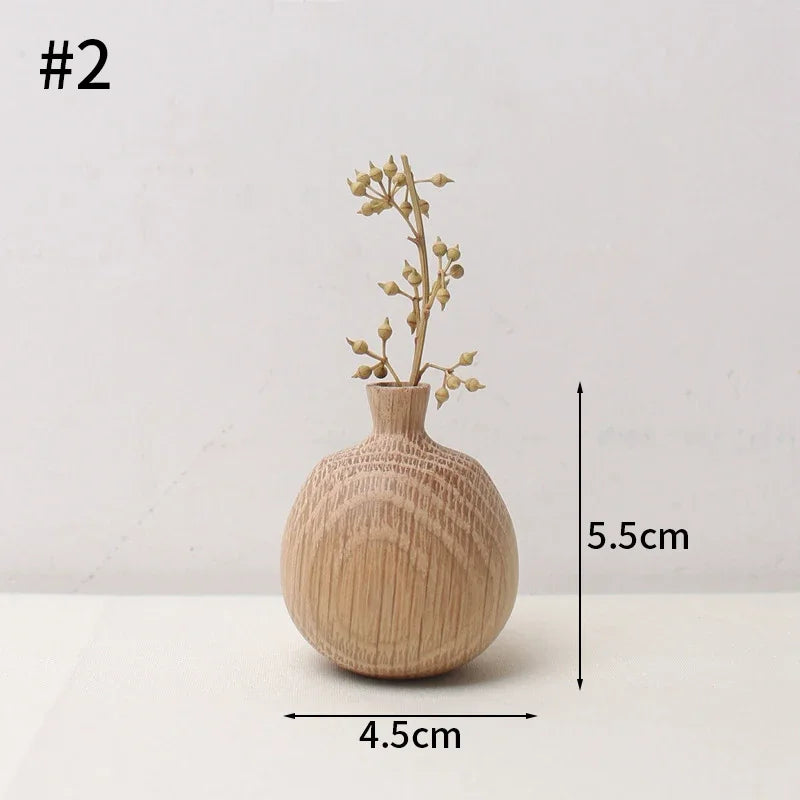 Japanese wooden flower vase styled in a Scandinavian home office desk setup display