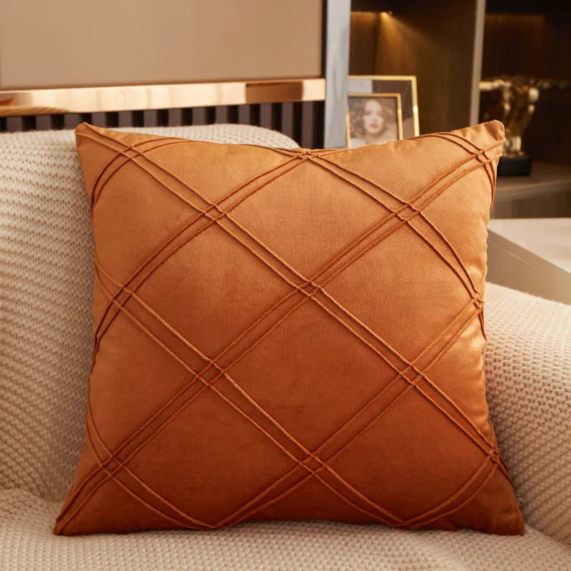 Geometric Velvet Throw Pillow Cover — styling detail