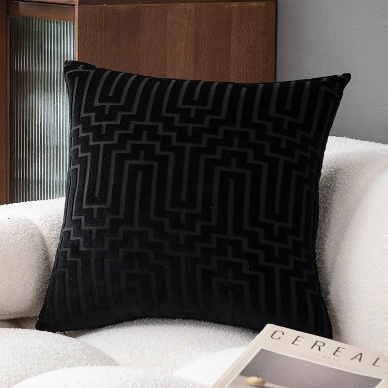 Geometric Velvet Throw Pillow Cover — styling detail
