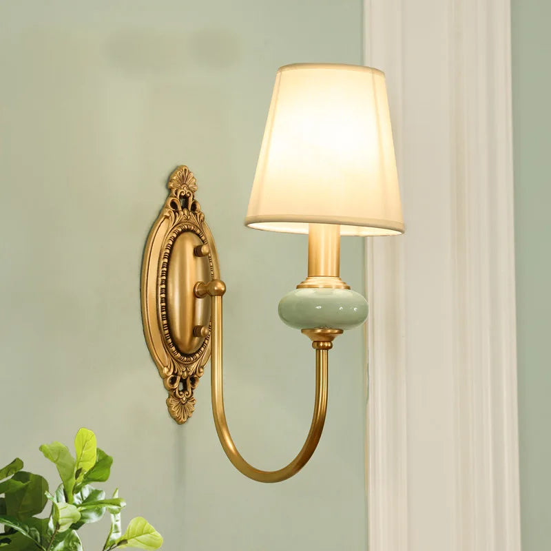 copper wall sconce, front view on white background