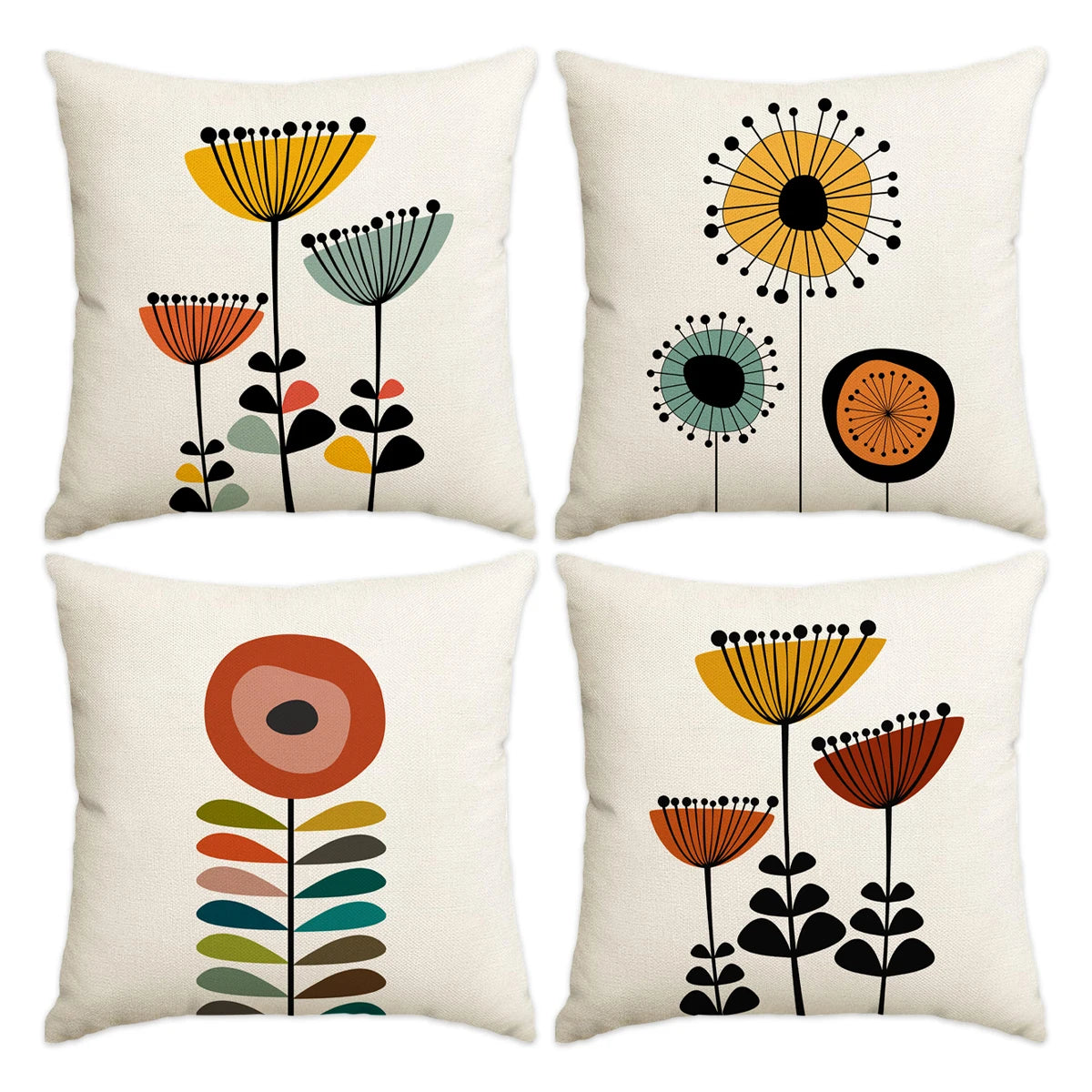 Bohemian Floral Throw Pillow Cover