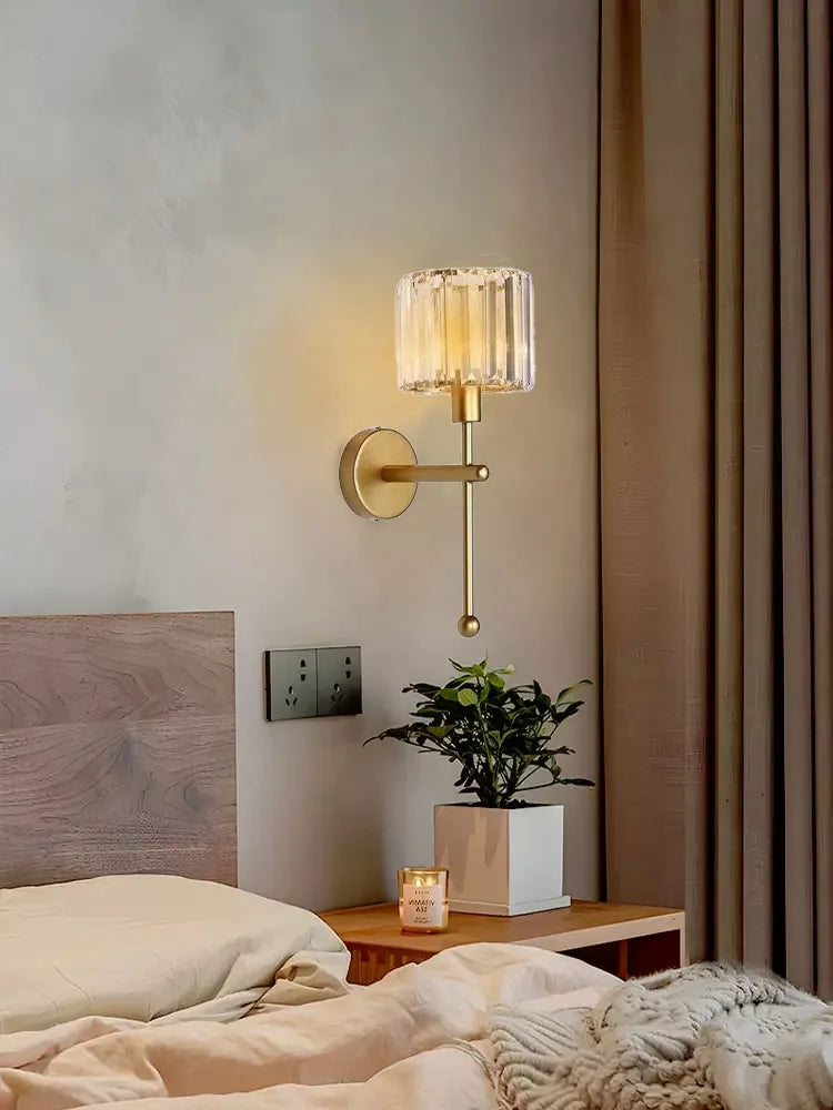 crystal plug-in wall sconce, side profile showing mounting depth