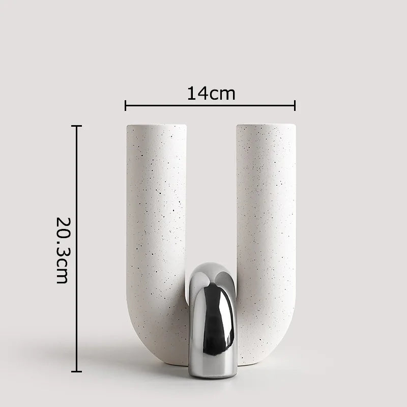 U-shaped ceramic vase flower pot porcelain desk decoration