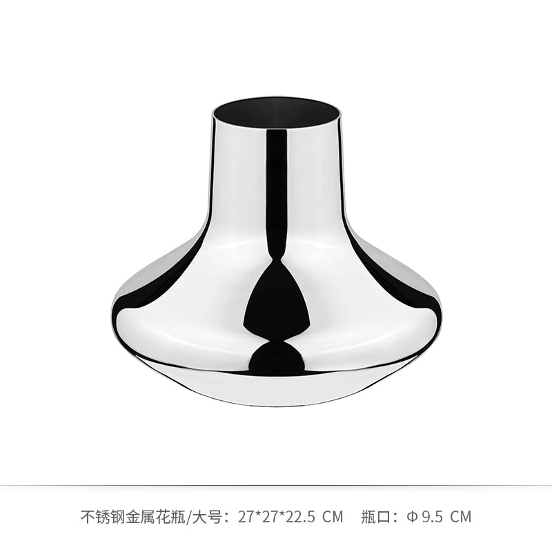 Creative stainless steel mirror circle vase luxury home décor
