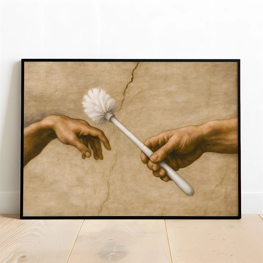 Altered Statue Humorous Bathroom Canvas Wall Art