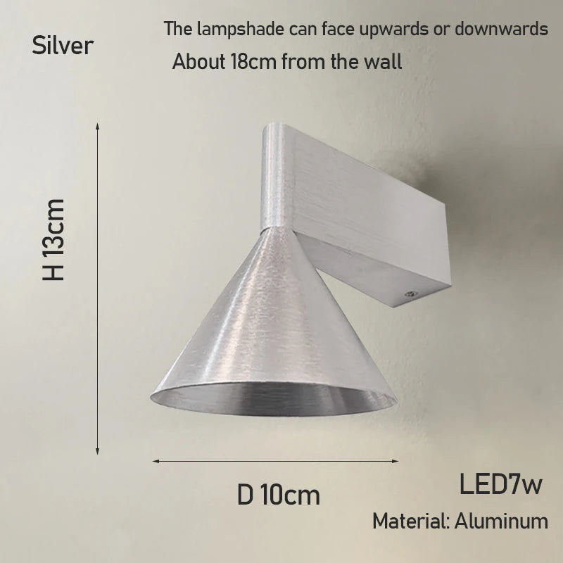 Italian Conical Aluminum Wall Sconce
