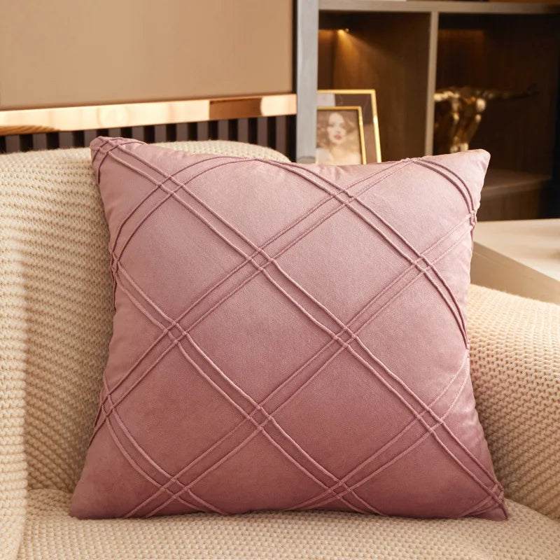 Geometric Velvet Throw Pillow Cover — styling detail