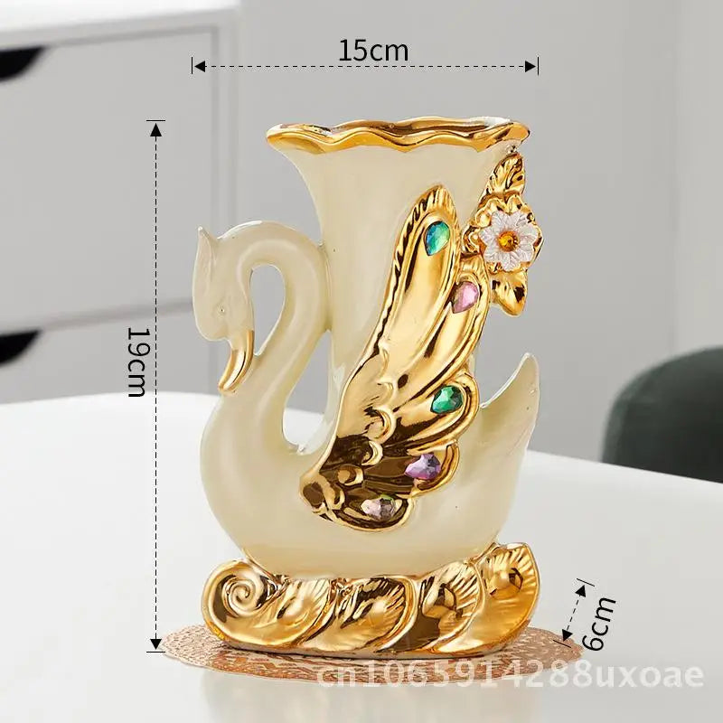 Swan pair ceramic art vase modern minimalist living room décor
