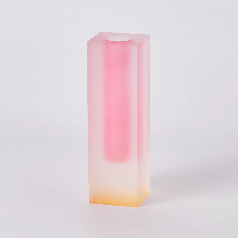 Purple-pink frosted dual-tone vase styled on a pastel bedroom windowsill accent
