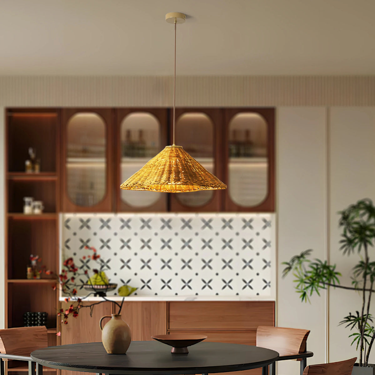 19in Wicker Pendant Light