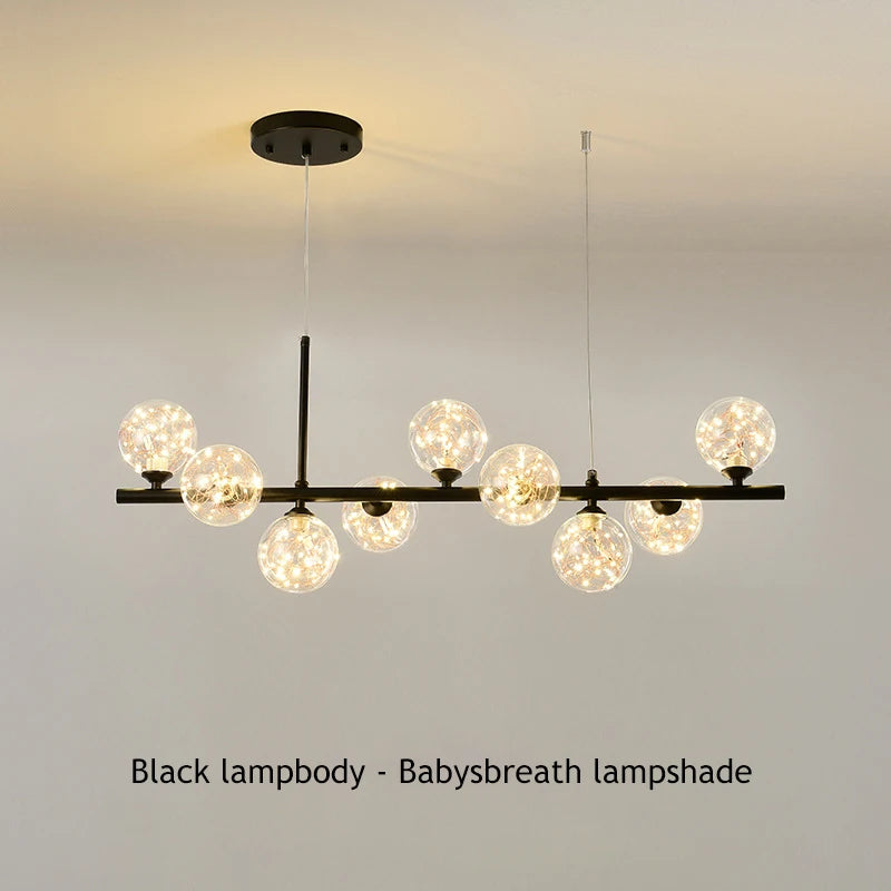 Ball in ball glass chandelier in gold with E14 sockets, 90 to 260V
