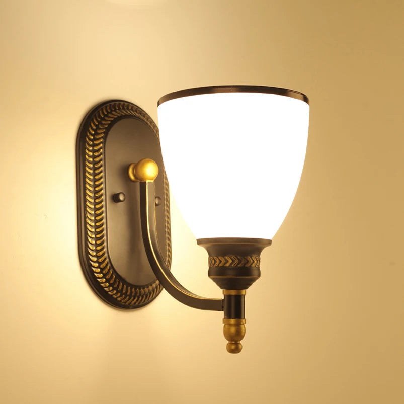 glass wall sconce, close-up of shade and hardware detail