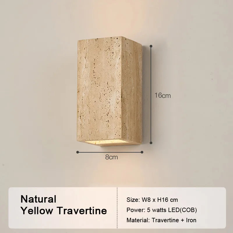 LED Travertine Stone Wall Sconce