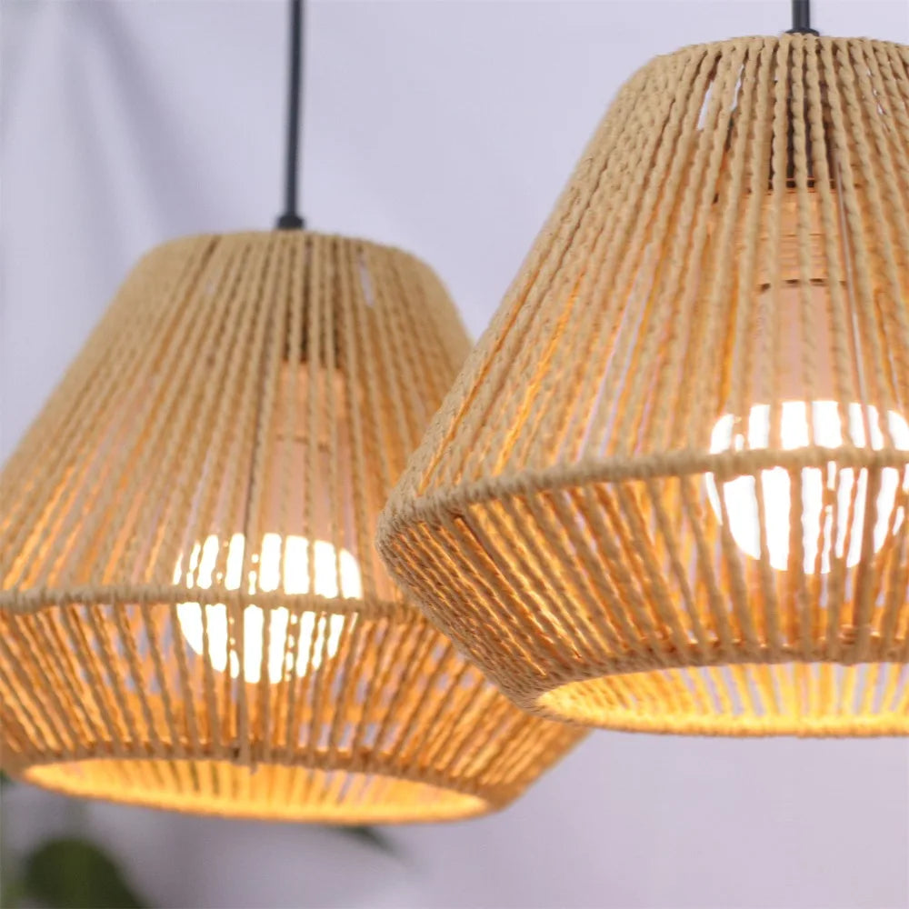 Boho Rattan Three Light Pendant