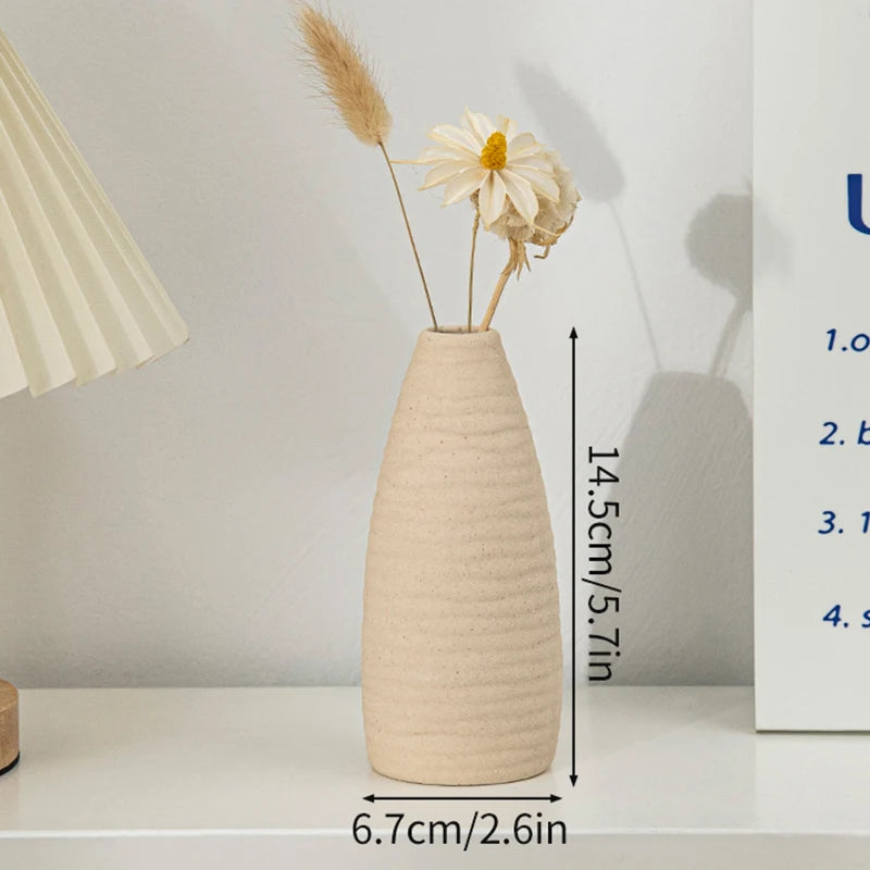 White Nordic Ceramic Flower Vase
