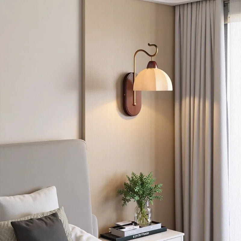 fabric shade wall sconce, close-up of shade and hardware detail
