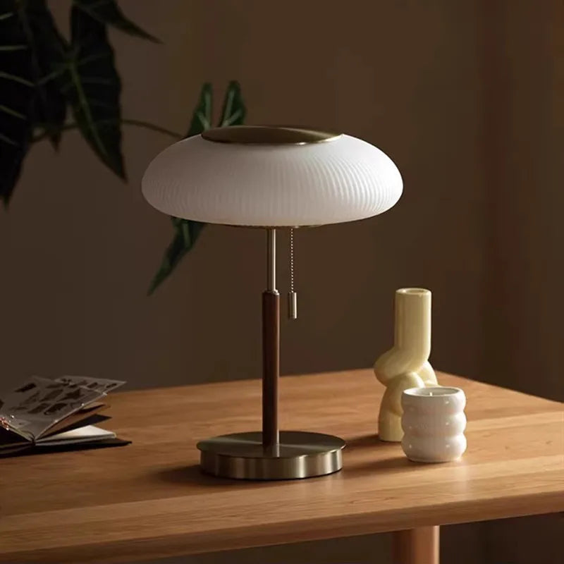 Nordic glass table lamp US plug warm light variant on nightstand