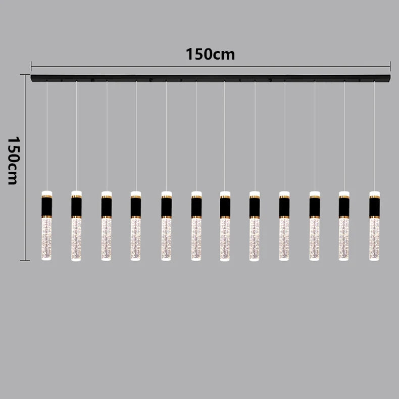 Ten head linear chandelier, 47.2 in long, with a 59.1 in drop