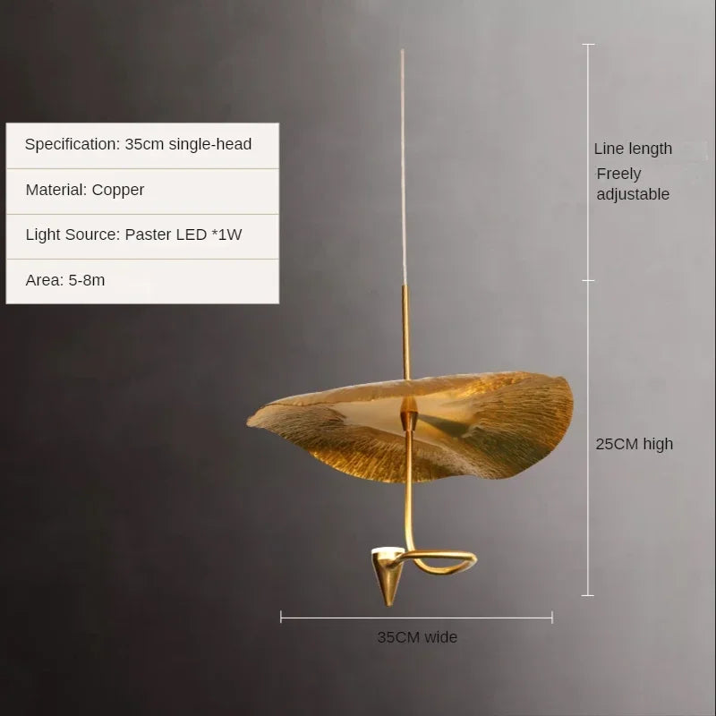Twenty head copper lotus chandelier in the SP shade arrangement
