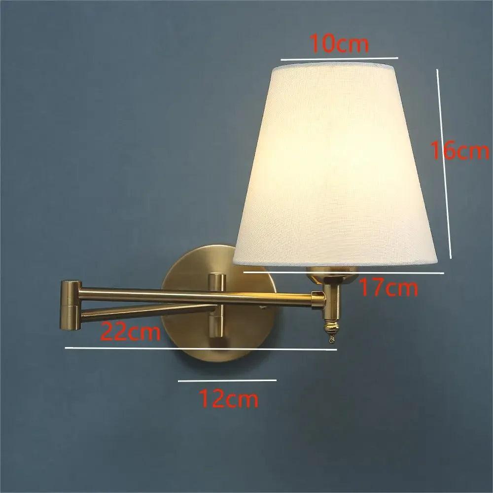 American Fabric Swing Arm Wall Sconce