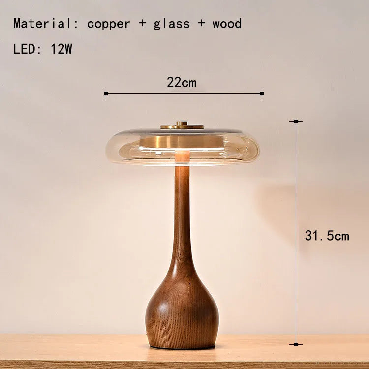 Nordic copper glass lamp side profile showing elegant silhouette