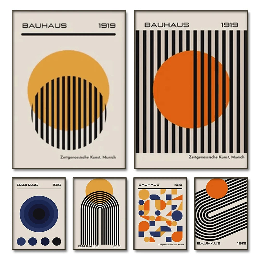 Bauhaus Abstract Geometric Mid-Century Canvas Wall Art