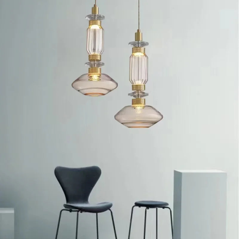 Amber Glass LED Chandelier