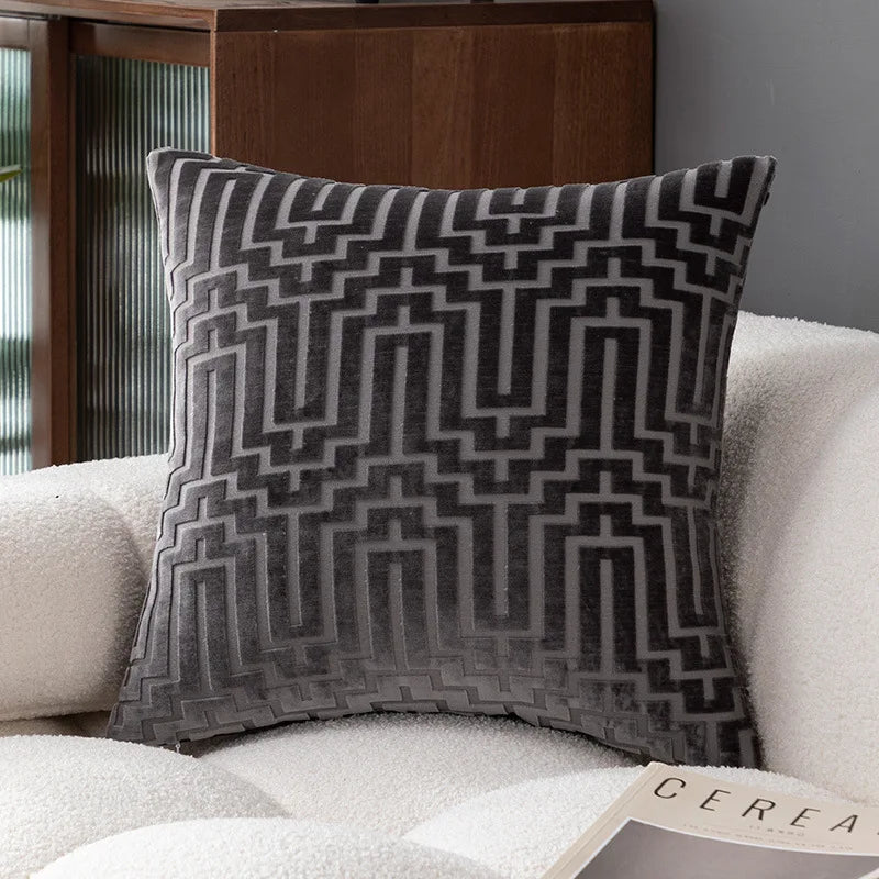 Geometric Velvet Throw Pillow Cover — styling detail