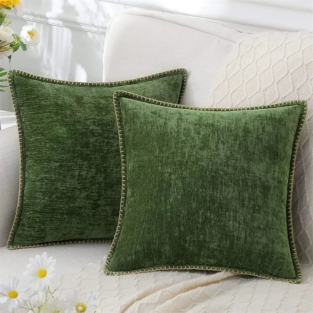 Solid Chenille Throw Pillow Cover — detail