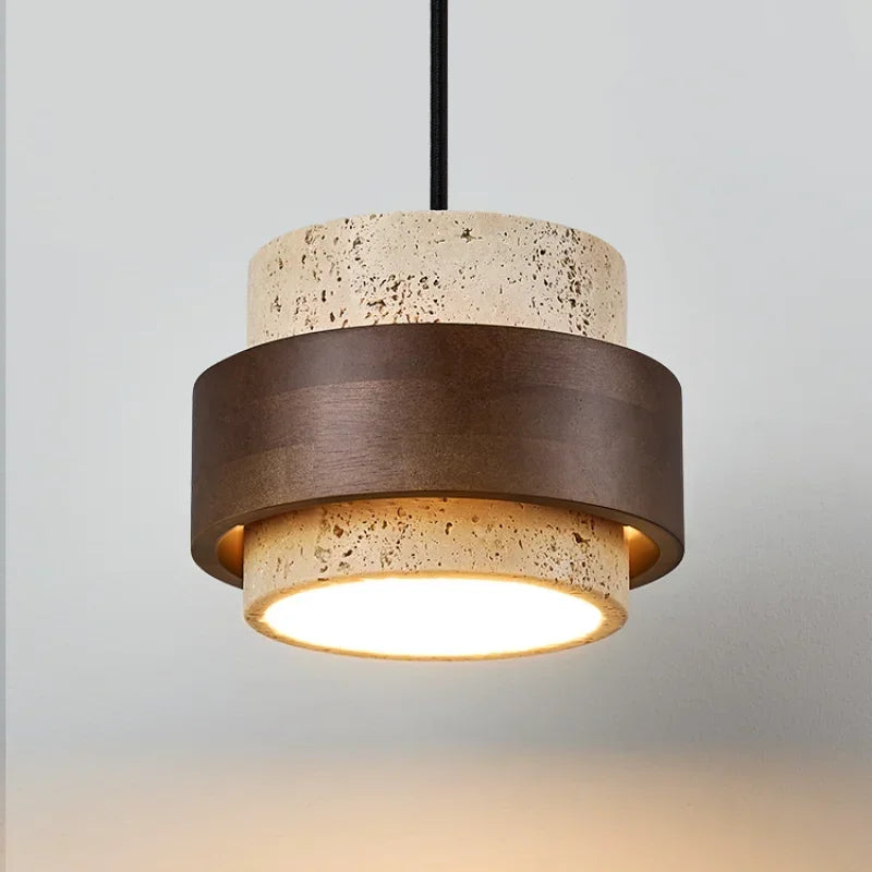 Stone Walnut Bedside Pendant Light