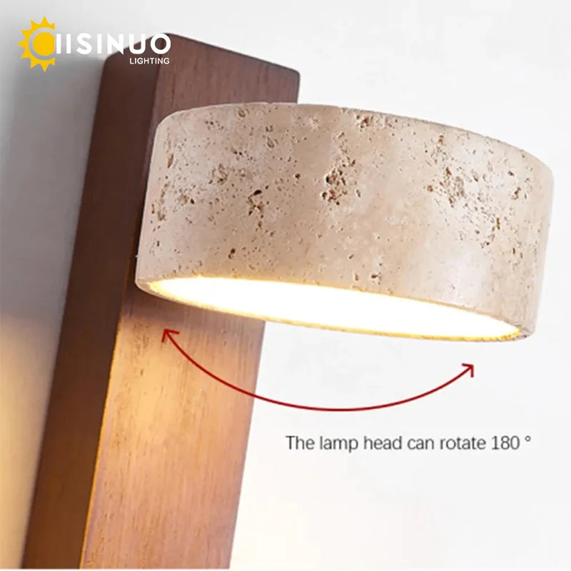 Wabi-Sabi Travertine Rotatable Wall Sconce