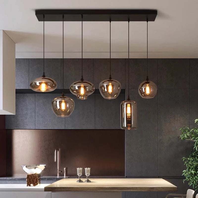 Glass Ring Multi Head Chandelier