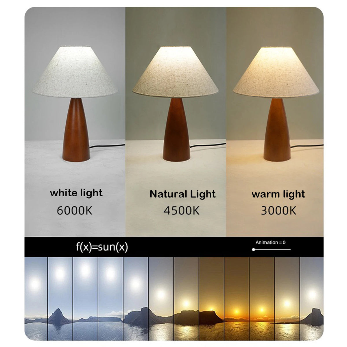 Retro fabric table lamp on bedroom bedside atmospheric warm light