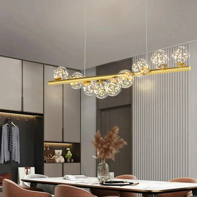 Seven head bubble glass chandelier for a bedroom, study, or balcony ceiling