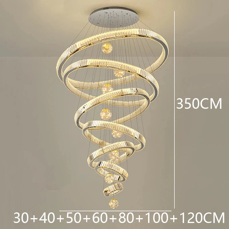 Dimmable crystal ring chandelier with integrated LED light sources