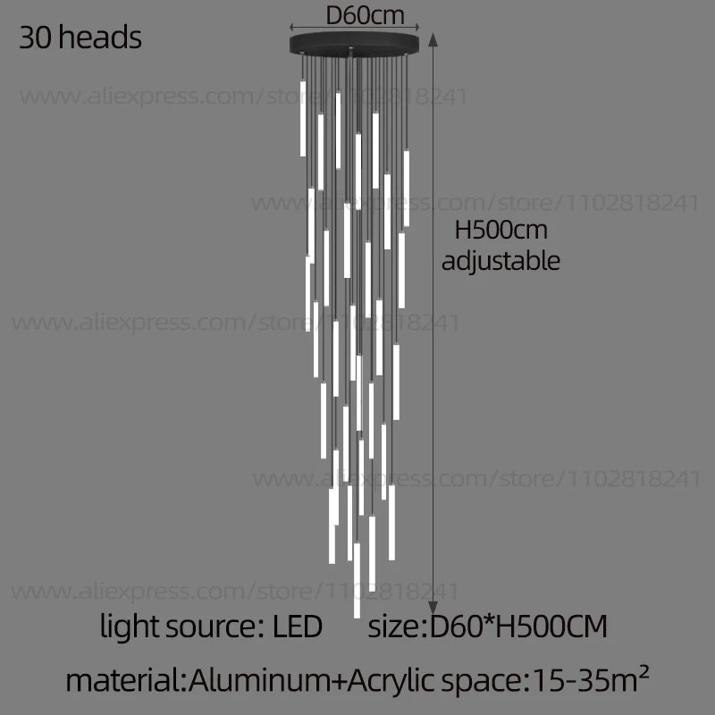 Remote dimming strip chandelier shifting its color temperature