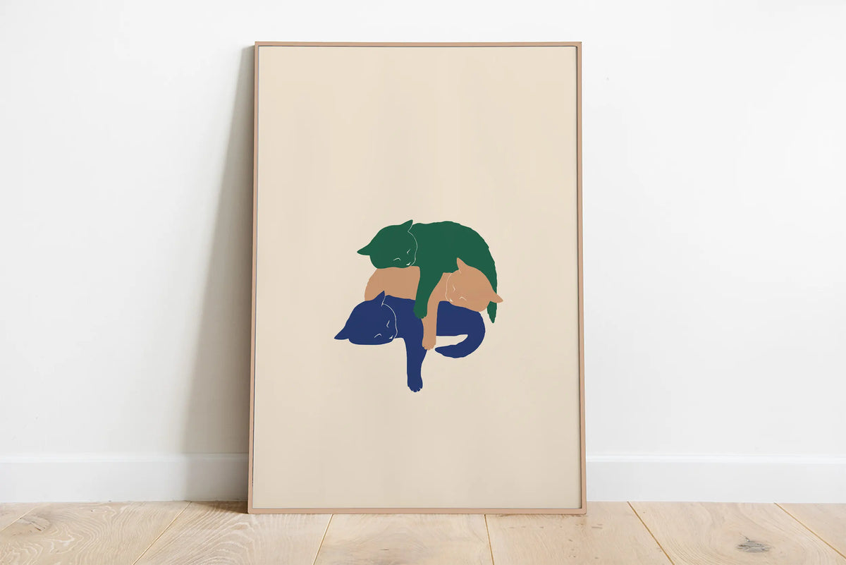 Sleepy Kitten Minimalist Canvas Wall Art Print