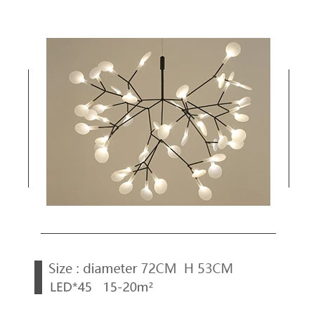 Firefly chandelier at 31.5 in across with touch on off switch, 90 to 260V