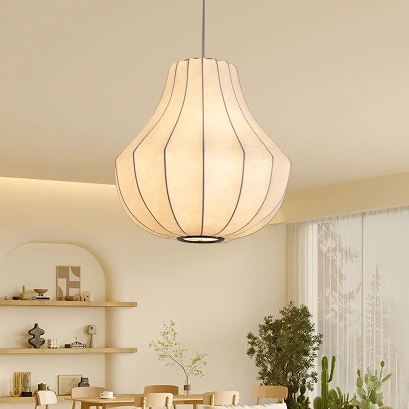 Three head silk chandelier at 23.6 in (60 cm) diameter