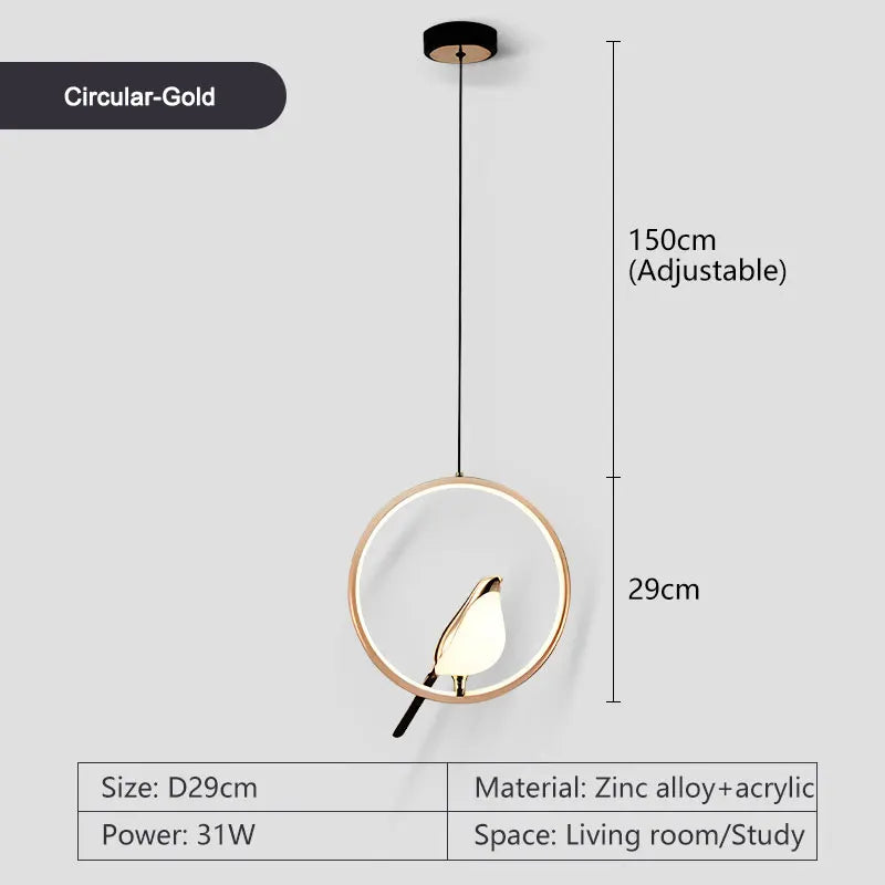 Magpie Bird LED Pendant