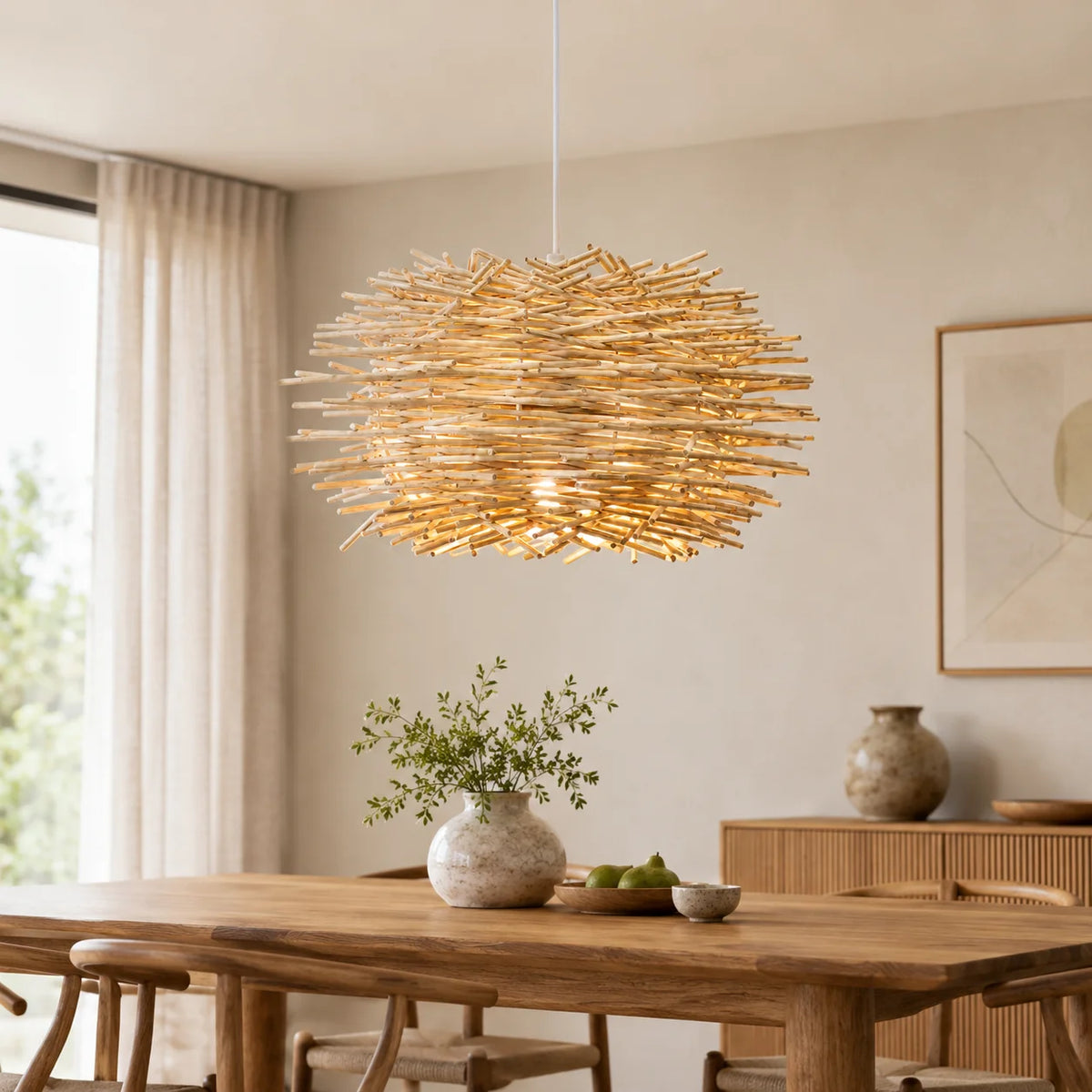Rattan Bird Nest Pendant Light