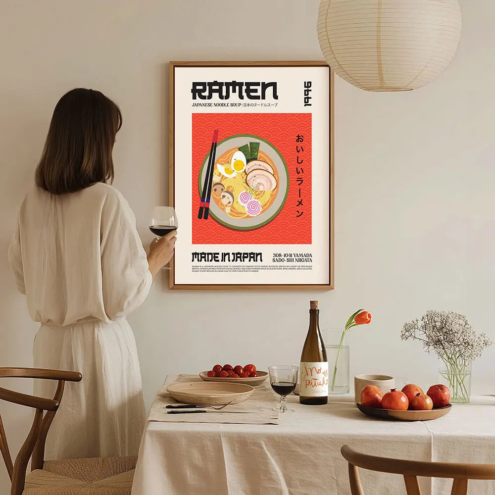 Japanese Ramen Cat Anime Canvas Wall Art